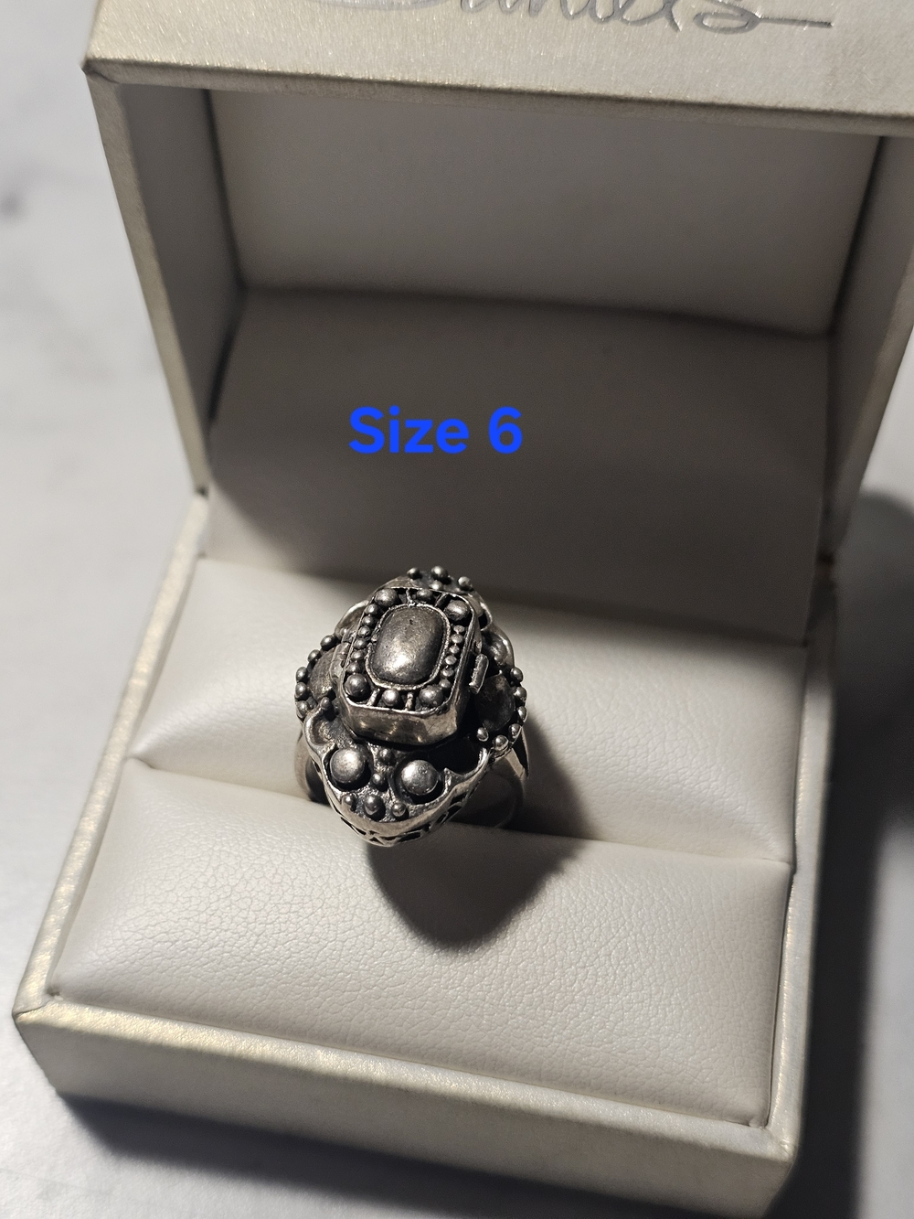 Sterling Silver 925 Ornate Statement Ring - Size 6